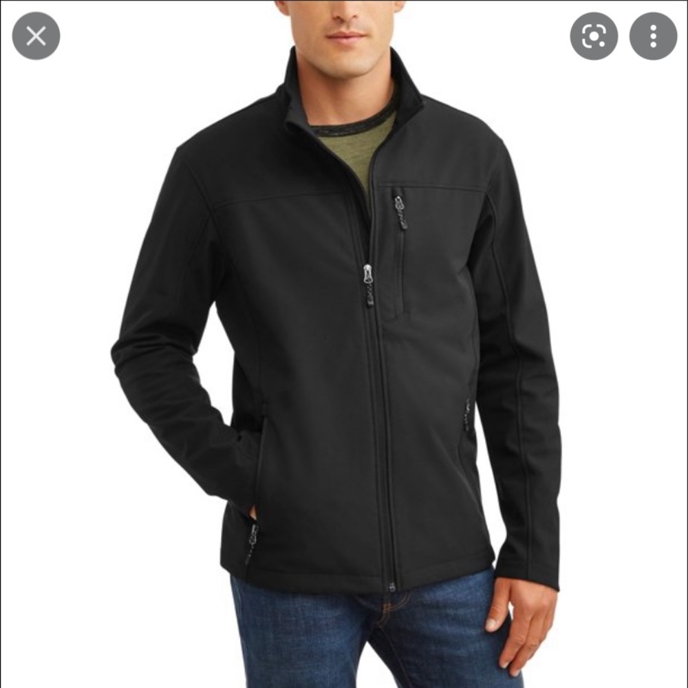 TECH by Tumi men’s soft shell black jacket with fleece lining.